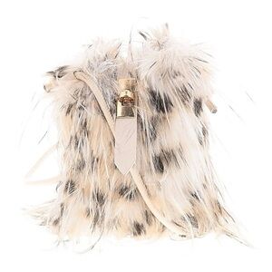 FEATHER BAG ~ Unique Feathered Crossbody Bag w/Cream Lining and Gold Hardware